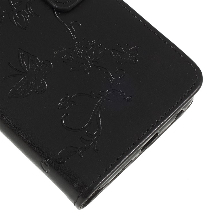 Imprint Butterfly Flowers Magnetic Wallet Leather Stand Case for Samsung Galaxy A6 (2018) - Black-4