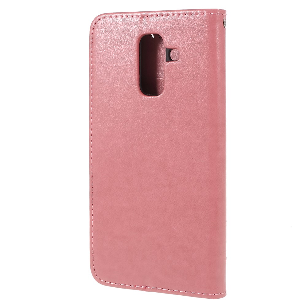 Imprint Butterfly Flowers Magnetic Wallet Leather Stand Case Shell for Samsung Galaxy A6 (2018) - Pink-3