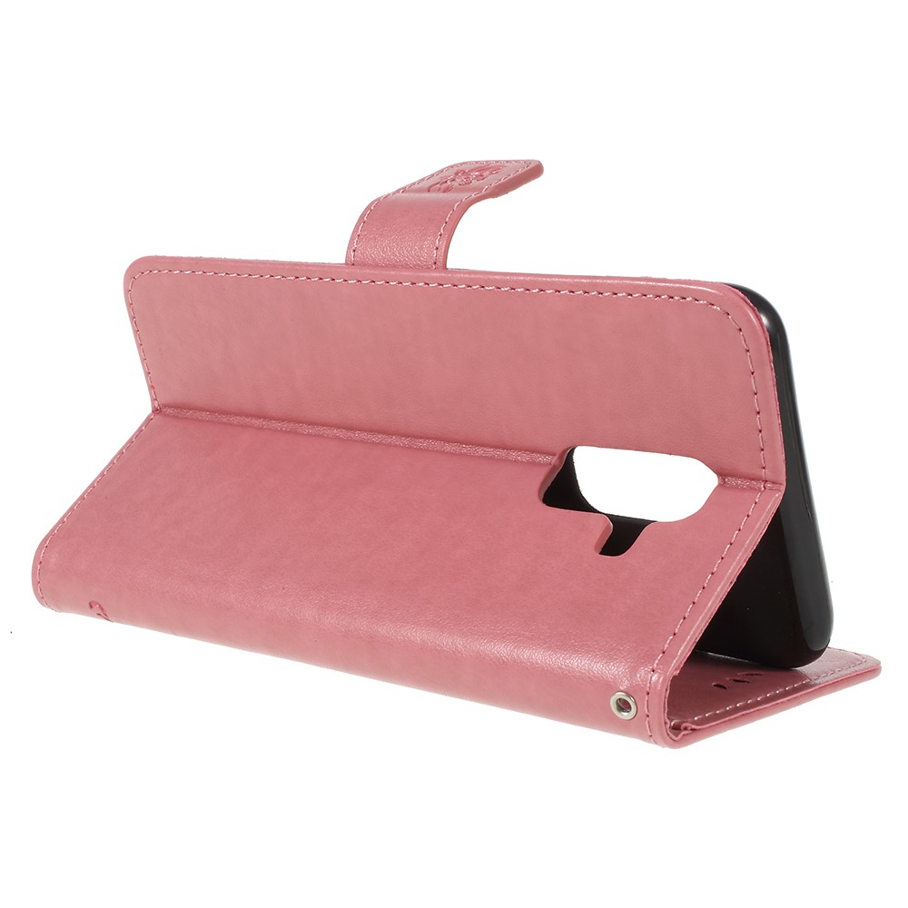 Imprint Butterfly Flowers Magnetic Wallet Leather Stand Case Shell for Samsung Galaxy A6 (2018) - Pink-5