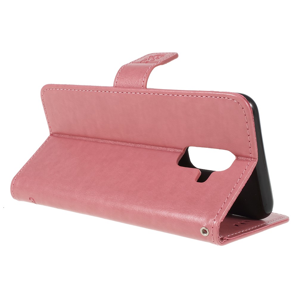 Impronta Farfalla Fiori Fiori Magnetici Portafoglio In Pelle Case Shell Per Samsung Galaxy A6 (2018) - Rosa-5