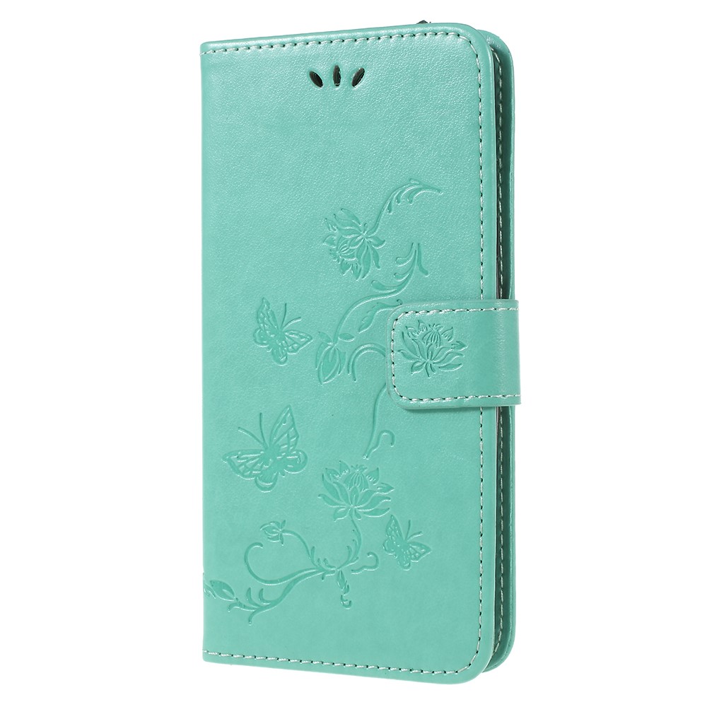 Imprint Butterfly Flowers Magnetic Wallet Leather Stand Cover Для Samsung Galaxy A6 (2018) - Зеленый-2