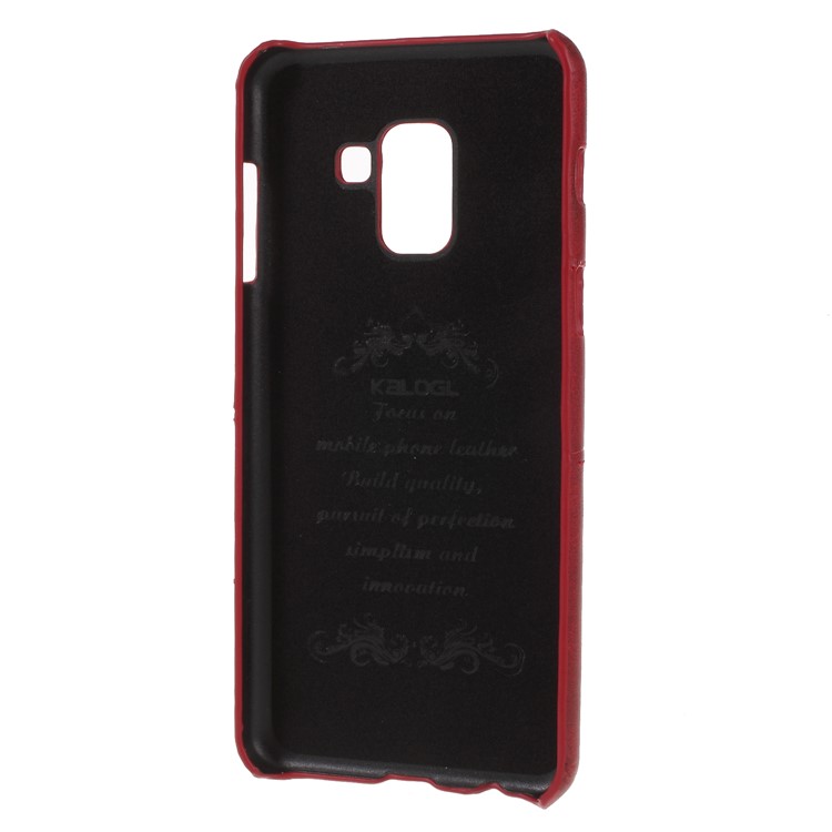 Card Holder PU Leather Coated PC Phone Cover for Samsung Galaxy A8 (2018) - Red-3