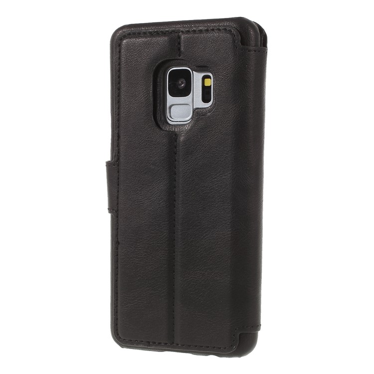 Wallet Stand PU Leather Cell Phone Case for Samsung Galaxy S9 G960 - Black-2