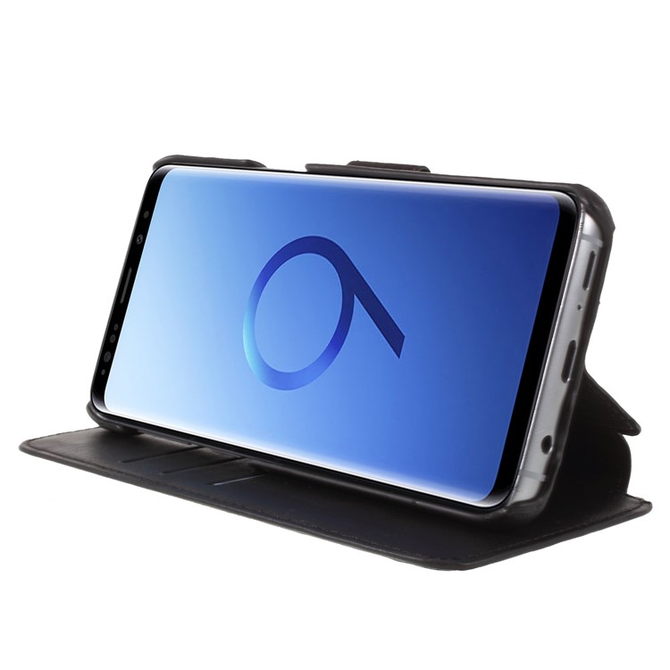 Wallet Stand PU Leather Cell Phone Case for Samsung Galaxy S9 G960 - Black-4