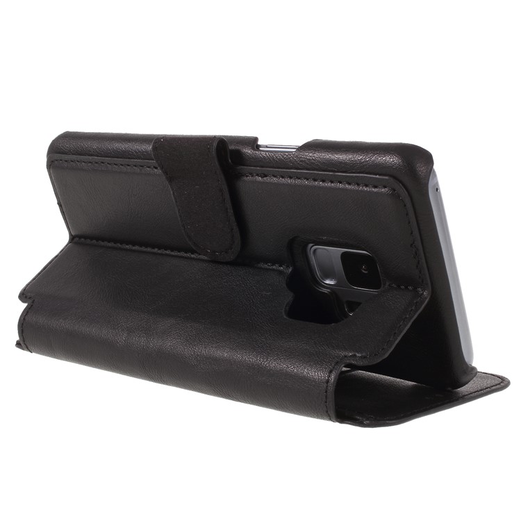 Wallet Stand PU Leather Cell Phone Case for Samsung Galaxy S9 G960 - Black-5