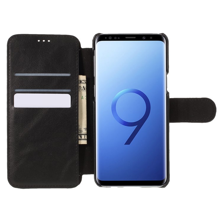 Wallet Stand PU Leather Cell Phone Case for Samsung Galaxy S9 G960 - Black-6
