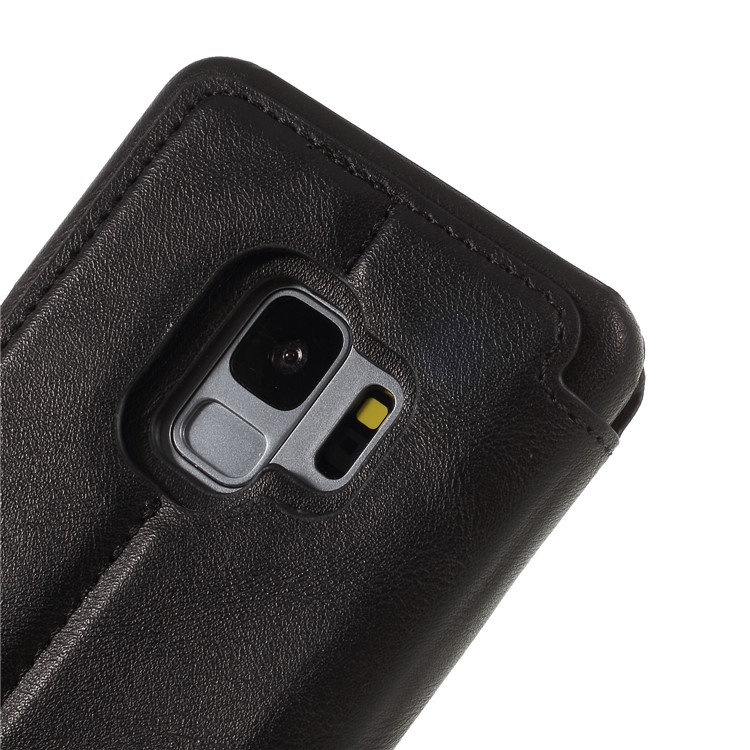 Wallet Stand PU Leather Cell Phone Case for Samsung Galaxy S9 G960 - Black-8