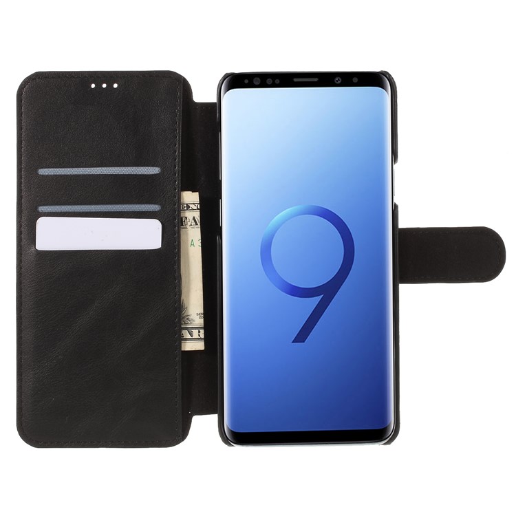 Wallet Stand PU Leather Cell Phone Case for Samsung Galaxy S9+ G965 - Black-6