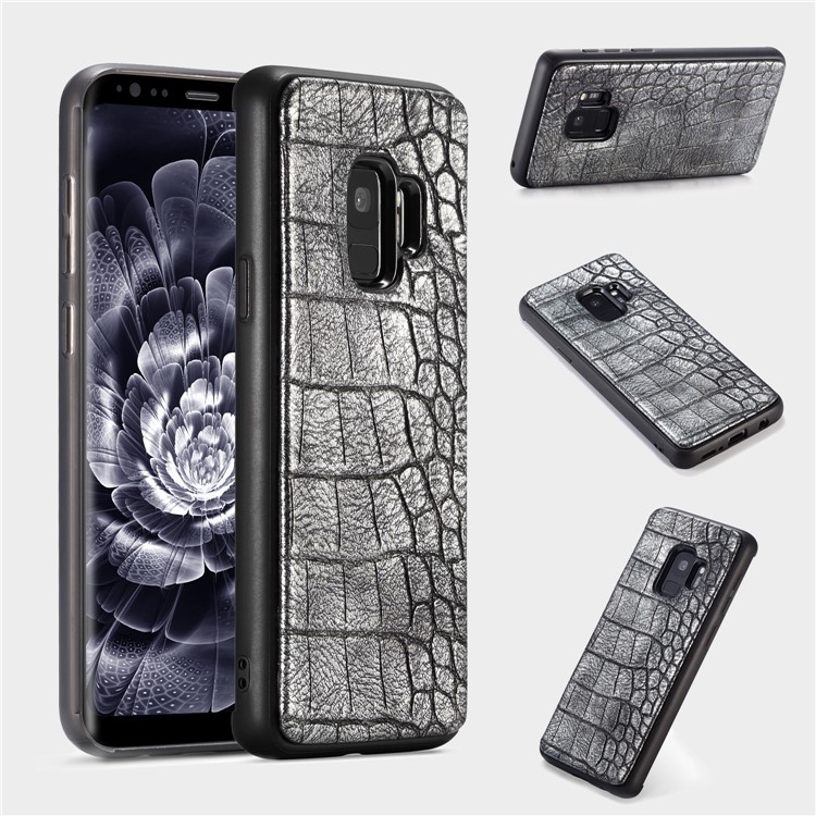 

WHATIF Crocodile Texture Leather Coated Hard PC Case for Samsung Galaxy S9 SM-G960 - Black