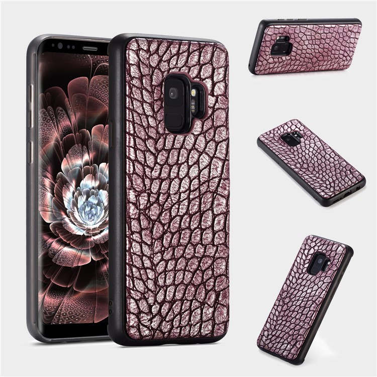 

WHATIF Crocodile Texture Leather Coated Hard Back Case for Samsung Galaxy S9 SM-G960 - Wine Red