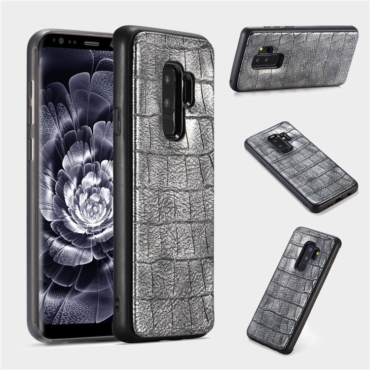 

WHATIF Crocodile Texture Leather Coated Hard PC Case for Samsung Galaxy S9+ SM-G965 - Black