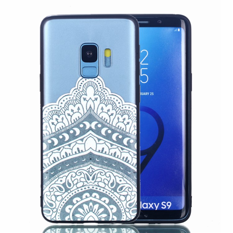 

Embossment Pattern Rubberized TPU + PC Hybrid Case Shell Cover for Samsung Galaxy S9 SM-G960 - Flower Pattern