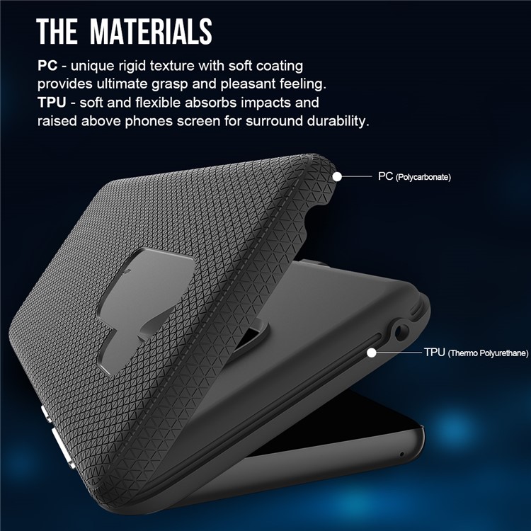 Rigid Texture Dual Protection PC TPU Hybrid Cover for Samsung Galaxy S9+ G965 - Black-3