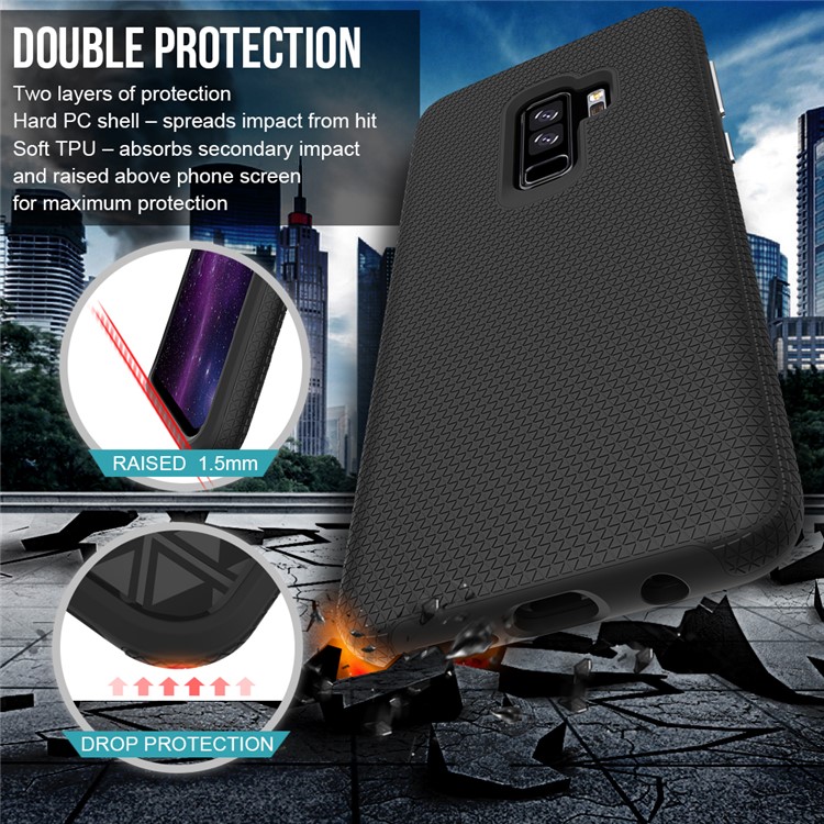 Rigid Texture Dual Protection PC TPU Hybrid Cover for Samsung Galaxy S9+ G965 - Black-4