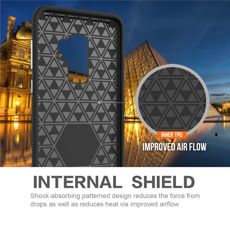 Rigid Texture Dual Protection PC TPU Hybrid Cover for Samsung Galaxy S9+ G965 - Black-7