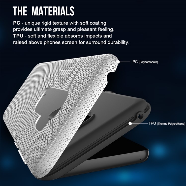 Rigid Texture Dual Protection PC TPU Hybrid Case for Samsung Galaxy S9+ G965 - Silver-3