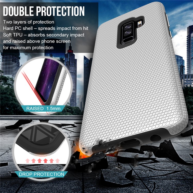 Rigid Texture Dual Protection PC TPU Hybrid Case for Samsung Galaxy S9+ G965 - Silver-4