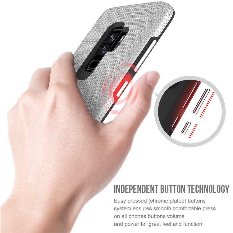 Rigid Texture Dual Protection PC TPU Hybrid Case for Samsung Galaxy S9+ G965 - Silver-5