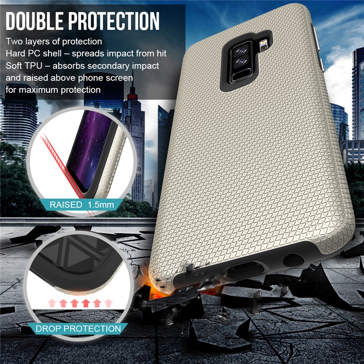 Rigid Texture Dual Protection PC TPU Phone Case for Samsung Galaxy S9+ G965 - Gold-4