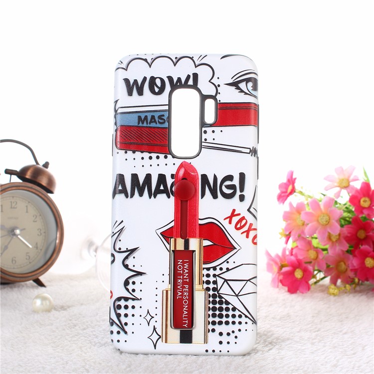 

Lipstick Pattern Embossment TPU + PC Hybrid Mobile Case with Kickstand for Samsung Galaxy S9 Plus SM-G965 - Amazing