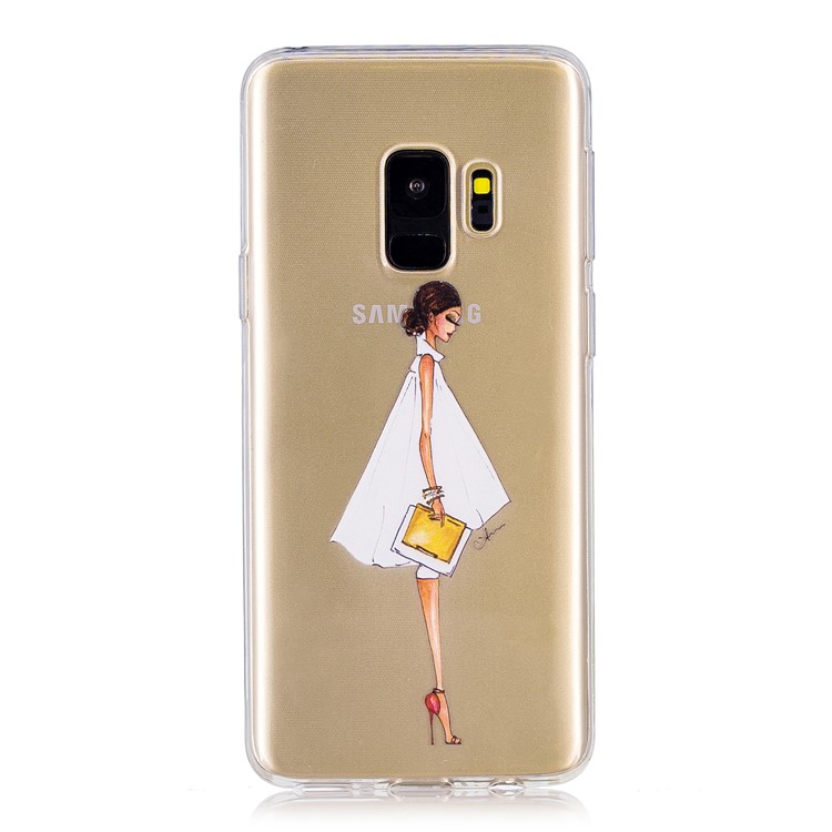 Pattern Printing TPU Back Case for Samsung Galaxy S9 SM-G960 - Girl Wearing High-heeled Shoes-1