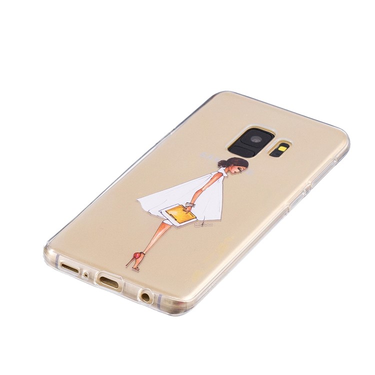 Pattern Printing TPU Back Case for Samsung Galaxy S9 SM-G960 - Girl Wearing High-heeled Shoes-2