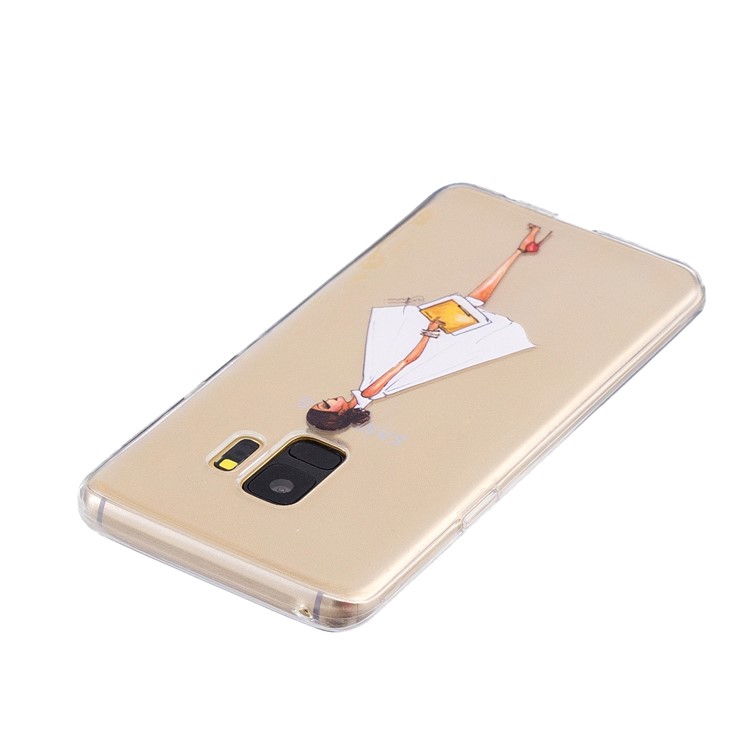 Pattern Printing TPU Back Case for Samsung Galaxy S9 SM-G960 - Girl Wearing High-heeled Shoes-3