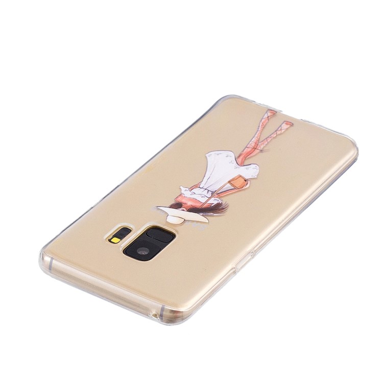 Pattern Printing Soft TPU Back Phone Case for Samsung Galaxy S9 SM-G960 - Girl in A White Dress-3