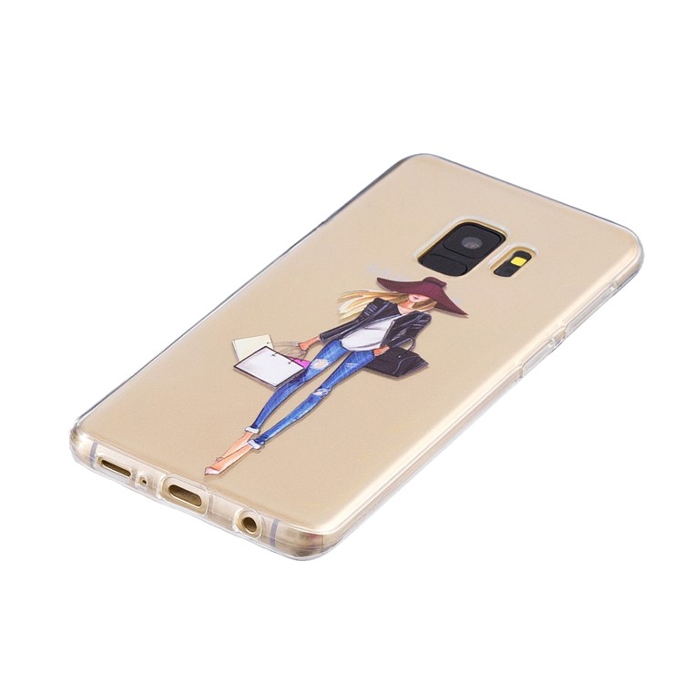 Pattern Printing Soft TPU Back Phone Cover for Samsung Galaxy S9 SM-G960 - Shopping Girl-2