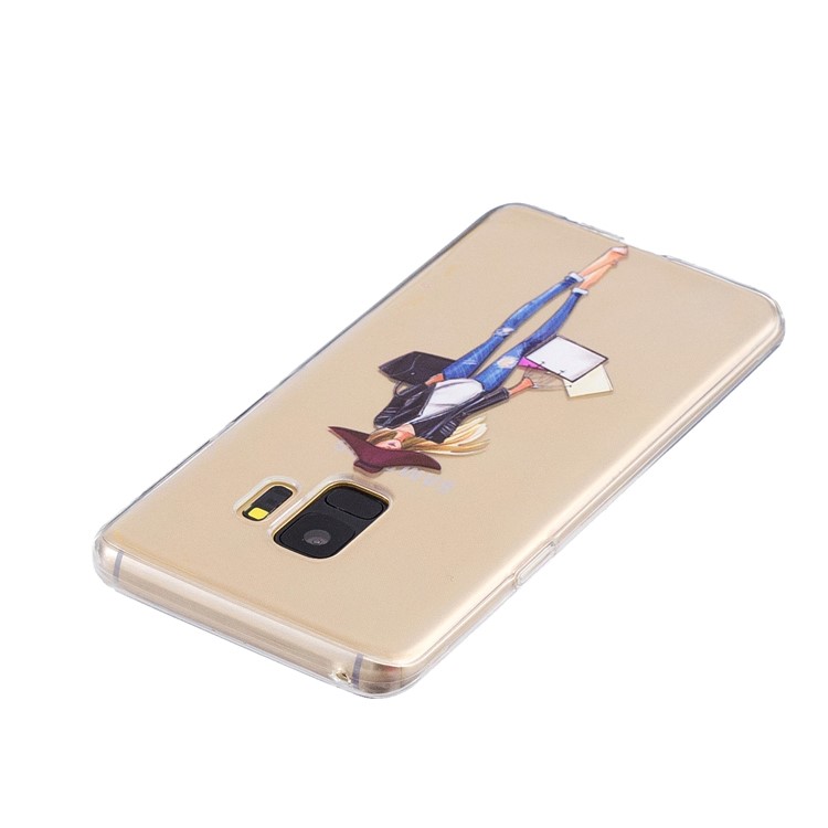 Pattern Printing Soft TPU Back Phone Cover for Samsung Galaxy S9 SM-G960 - Shopping Girl-3