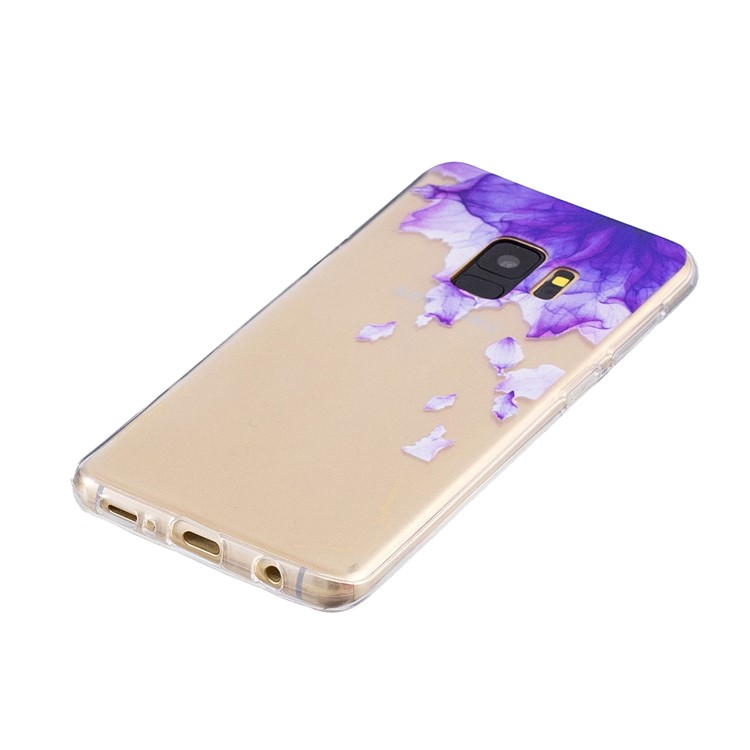 Pattern Printing Soft TPU Back Phone Shell for Samsung Galaxy S9 SM-G960 - Purple Flower-2