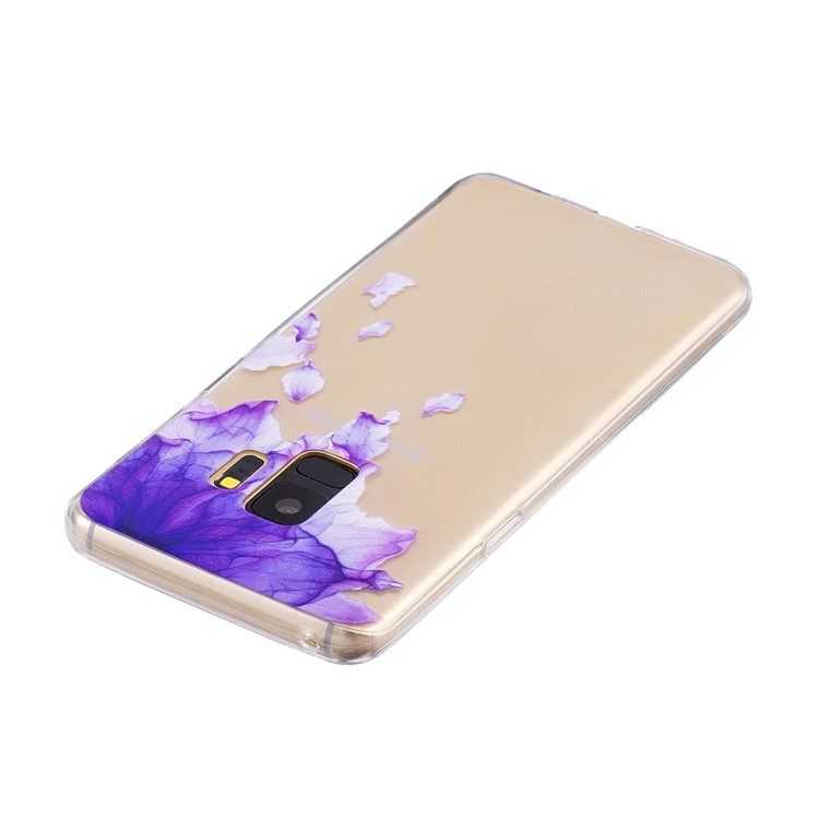 Pattern Printing Soft TPU Back Phone Shell for Samsung Galaxy S9 SM-G960 - Purple Flower-3