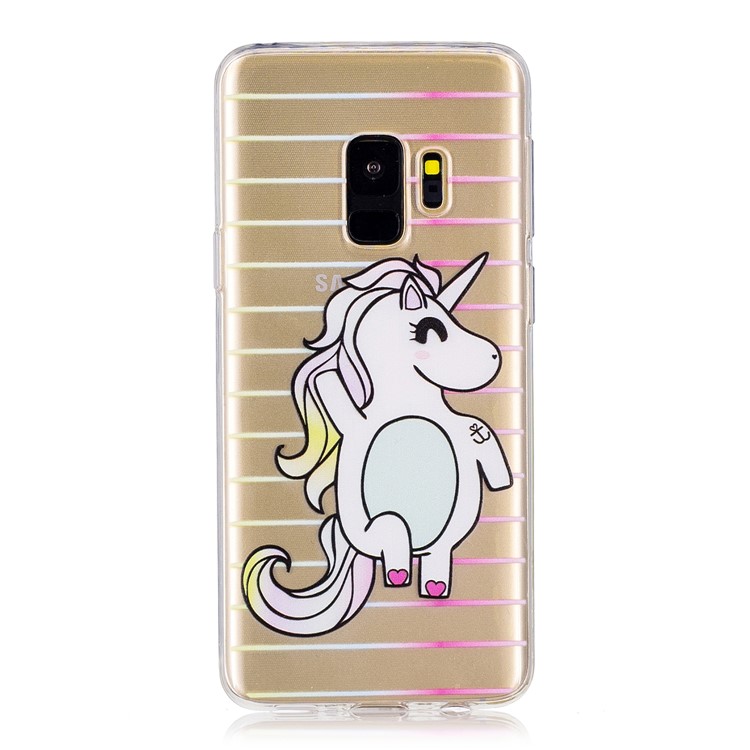 Pattern Printing Soft Slim TPU Back Phone Case for Samsung Galaxy S9 SM-G960 - Happy Unicorn-1