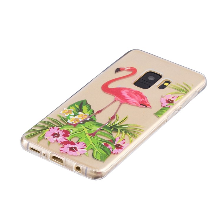 Pattern Printing Soft TPU Mobile Phone Case for Samsung Galaxy S9 SM-G960 - Flamingo and Flower-2