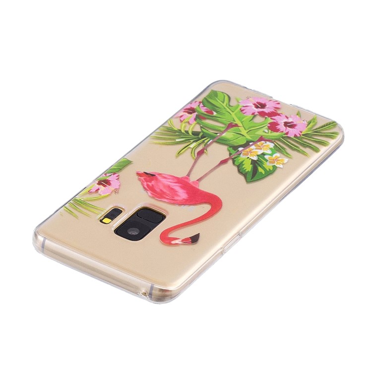 Pattern Printing Soft TPU Mobile Phone Case for Samsung Galaxy S9 SM-G960 - Flamingo and Flower-3