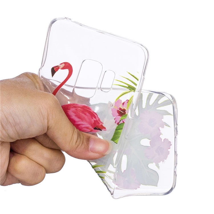 Pattern Printing Soft TPU Mobile Phone Case for Samsung Galaxy S9 SM-G960 - Flamingo and Flower-4