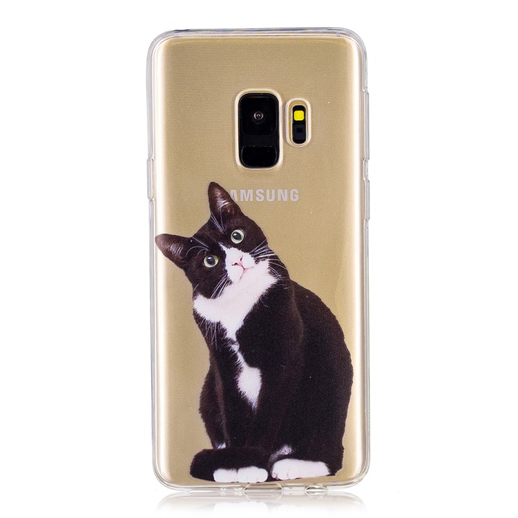 Pattern Printing Soft TPU Protective Casing for Samsung Galaxy S9 SM-G960 - Black and White Cat-1