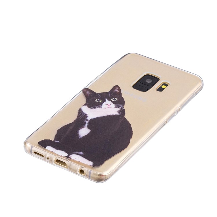 Pattern Printing Soft TPU Protective Casing for Samsung Galaxy S9 SM-G960 - Black and White Cat-2
