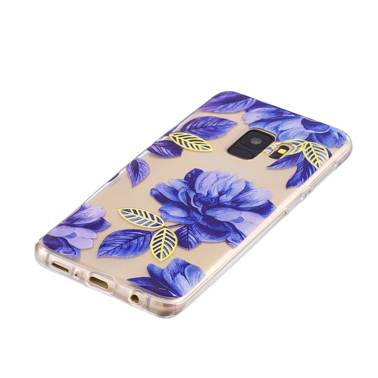 Pattern Printing Soft TPU Back Cover for Samsung Galaxy S9 SM-G960 - Blue Flowers-2