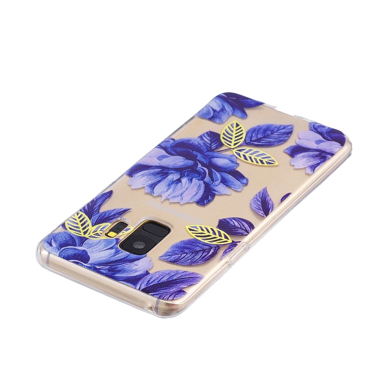 Pattern Printing Soft TPU Back Cover for Samsung Galaxy S9 SM-G960 - Blue Flowers-3