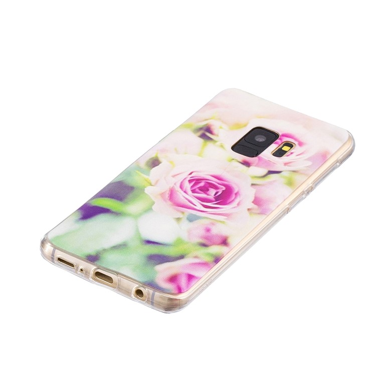 Pattern Printing Soft TPU Back Casing for Samsung Galaxy S9 SM-G960 - Rose-2