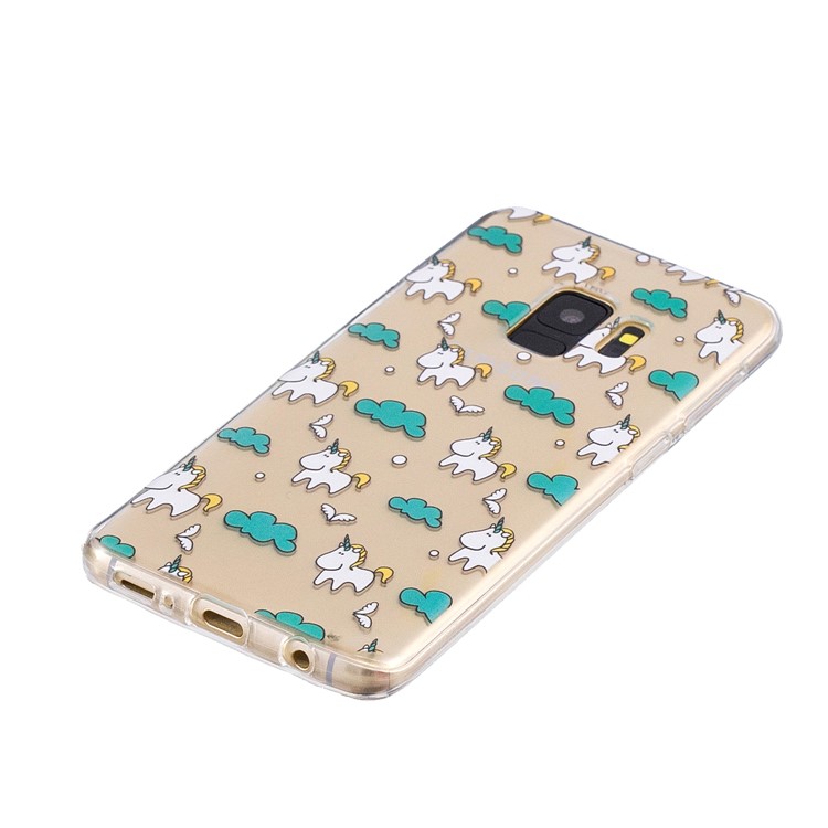 Pattern Printing TPU Mobile Case Accessory for Samsung Galaxy S9 G960 - Unicorns and Cloud-2