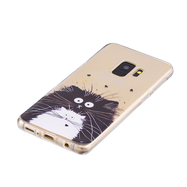Pattern Printing Soft TPU Phone Shell for Samsung Galaxy S9 G960 - Black and White Cat-2