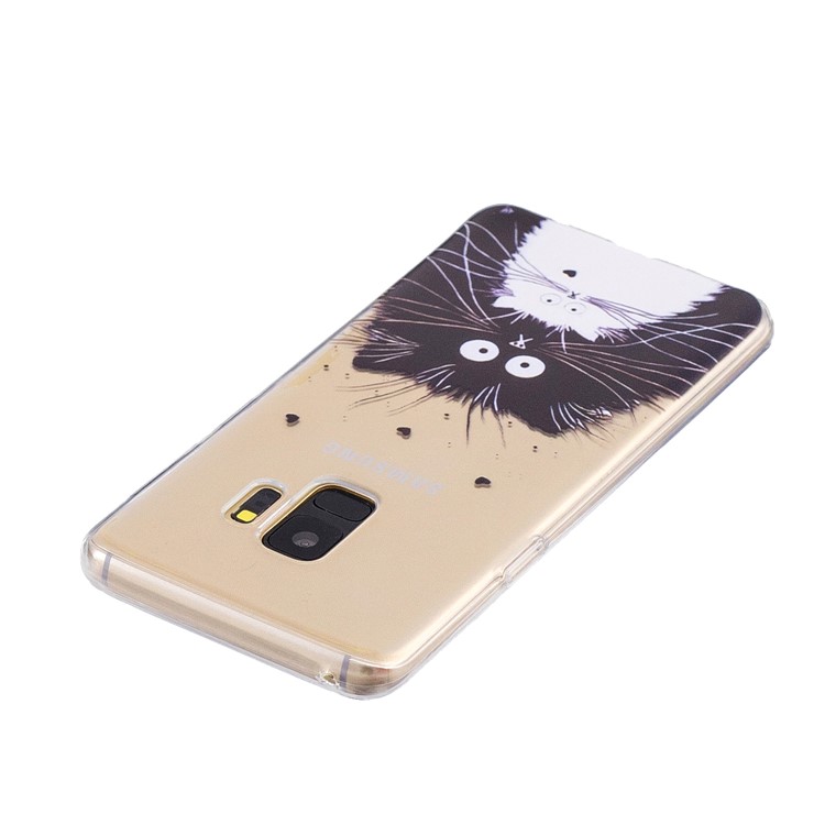 Pattern Printing Soft TPU Phone Shell for Samsung Galaxy S9 G960 - Black and White Cat-3