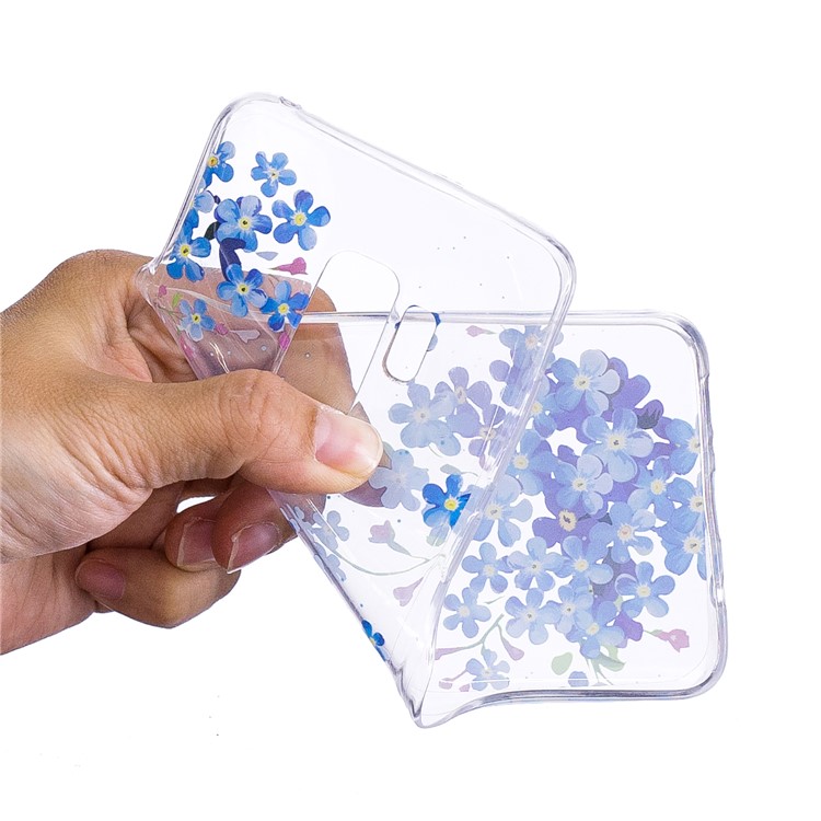 Pattern Printing IMD TPU Gel Case for Samsung Galaxy S9 Plus SM-G965 - Blue Flowers-2