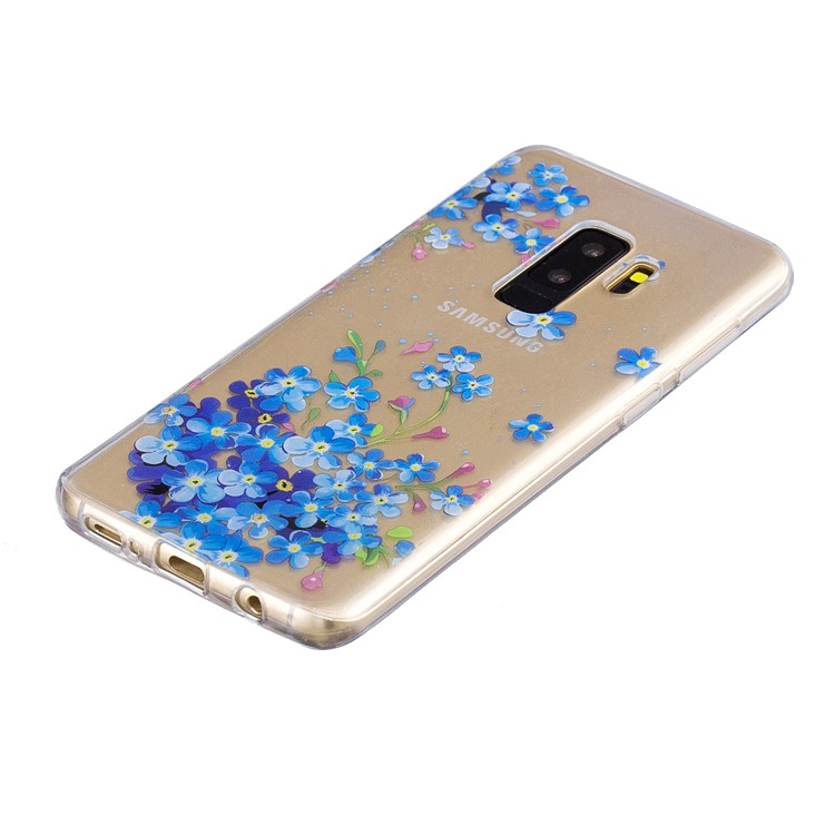 Pattern Printing IMD TPU Gel Case for Samsung Galaxy S9 Plus SM-G965 - Blue Flowers-4
