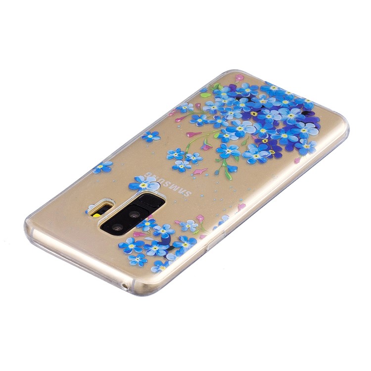 Pattern Printing IMD TPU Gel Case for Samsung Galaxy S9 Plus SM-G965 - Blue Flowers-5
