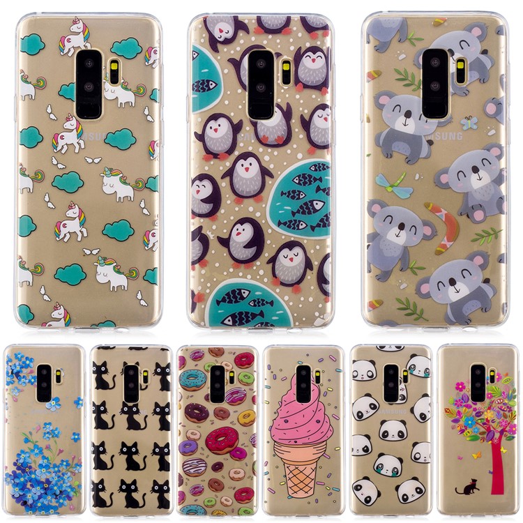 Pattern Printing IMD TPU Gel Case for Samsung Galaxy S9 Plus SM-G965 - Blue Flowers-6