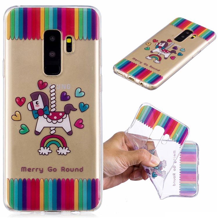 

Pattern Printing IMD TPU Back Shell for Samsung Galaxy S9 Plus SM-G965 - Horse and Hearts