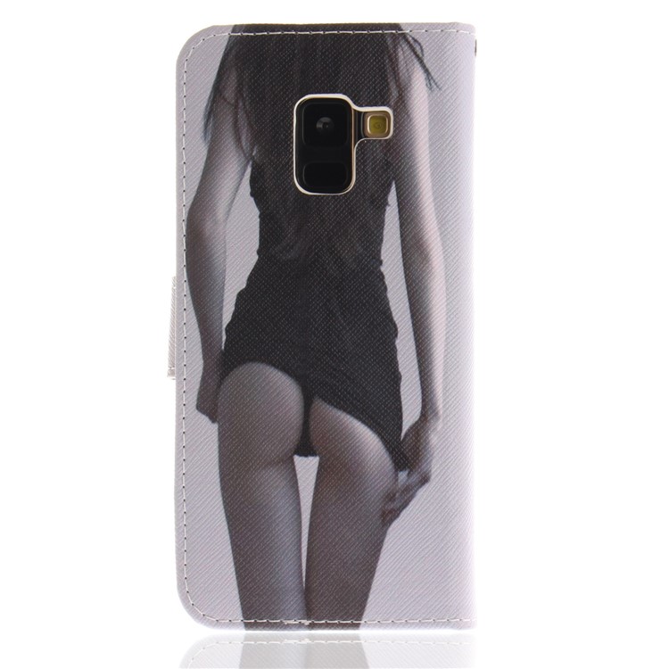 Pattern Printing Wallet Leather Stand Case for Samsung Galaxy A8+ (2018) - Beauty Pattern-2